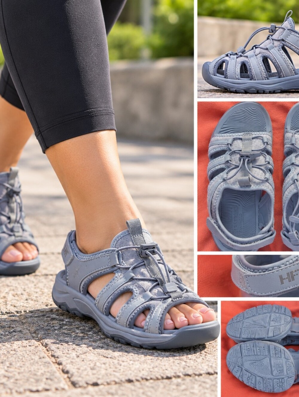 Nike Kids Light Blue Sport Sandals with Bungee Laces